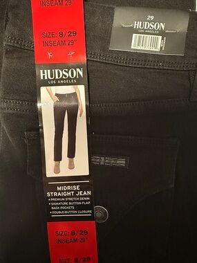 Hudson Jeans Black Midrise Straight Leg Jeans